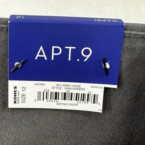 Apt 9 Women's Size 12 Capri Brynn Mid Rise Gray New With Tags - Picture 10 of 16